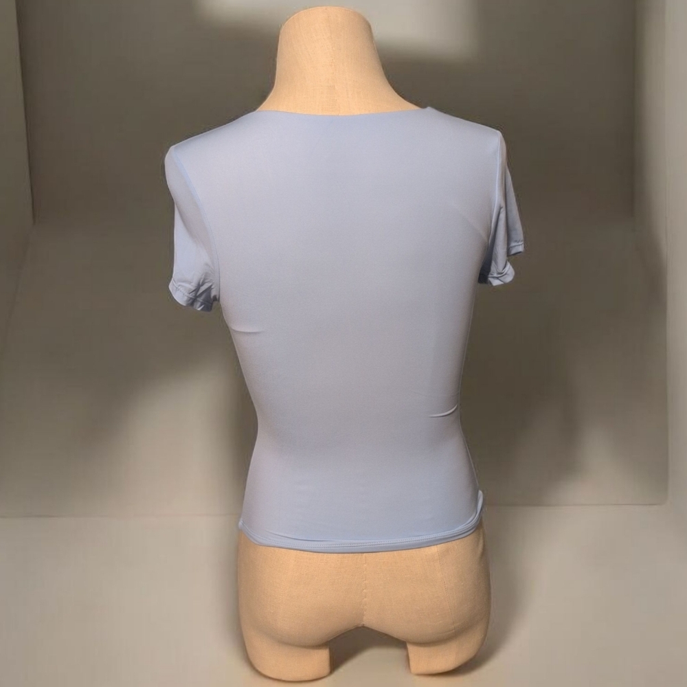 Nwt Qinsen Sky Blue Short Sleeve Women's Tee Slim Your Figure Medium - Picture 3 of 6